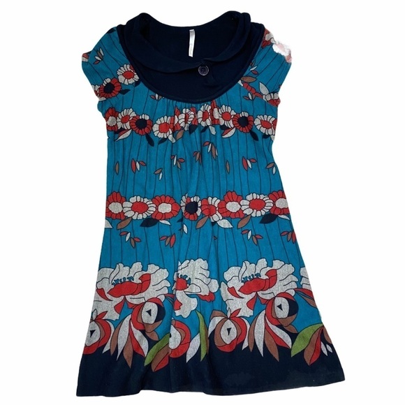 Estam 70’s Style Boho Floral Graphic Dress Sz Med - Picture 1 of 7